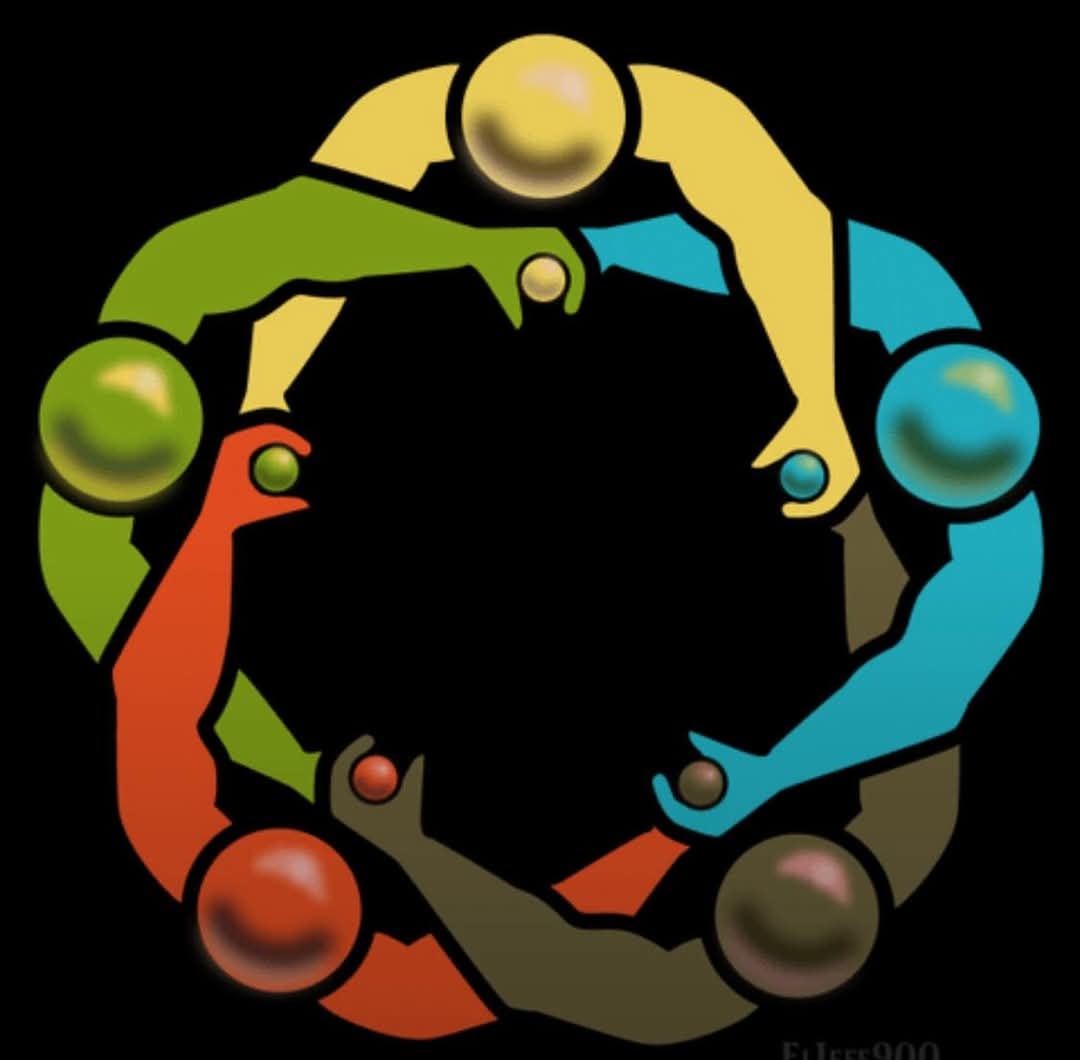 The meme is a cartoon illustration of a group of people from different cultures and backgrounds holding hands together in a circle, forming a human chain. The text "We're all in this together" is written above the circle, emphasizing the idea of unity and cooperation. The image is a playful and optimistic representation of the idea that people from all walks of life can come together and support one another.
